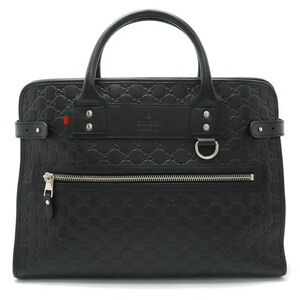 GUCCI Guccissima Web Loop Business Bag Briefcase Leather Black